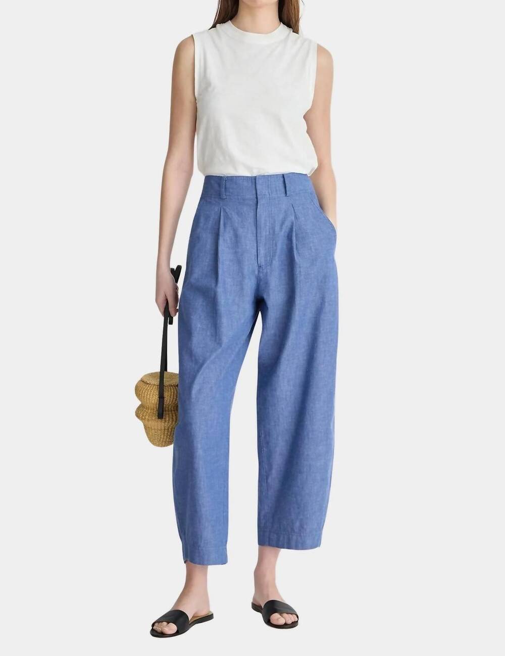 NEW APIECE APART bari crop trouser in chambray
